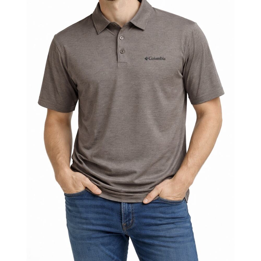 Columbia Omni-Wick Men's Brown Polo Shirt Size L Short Sleeve